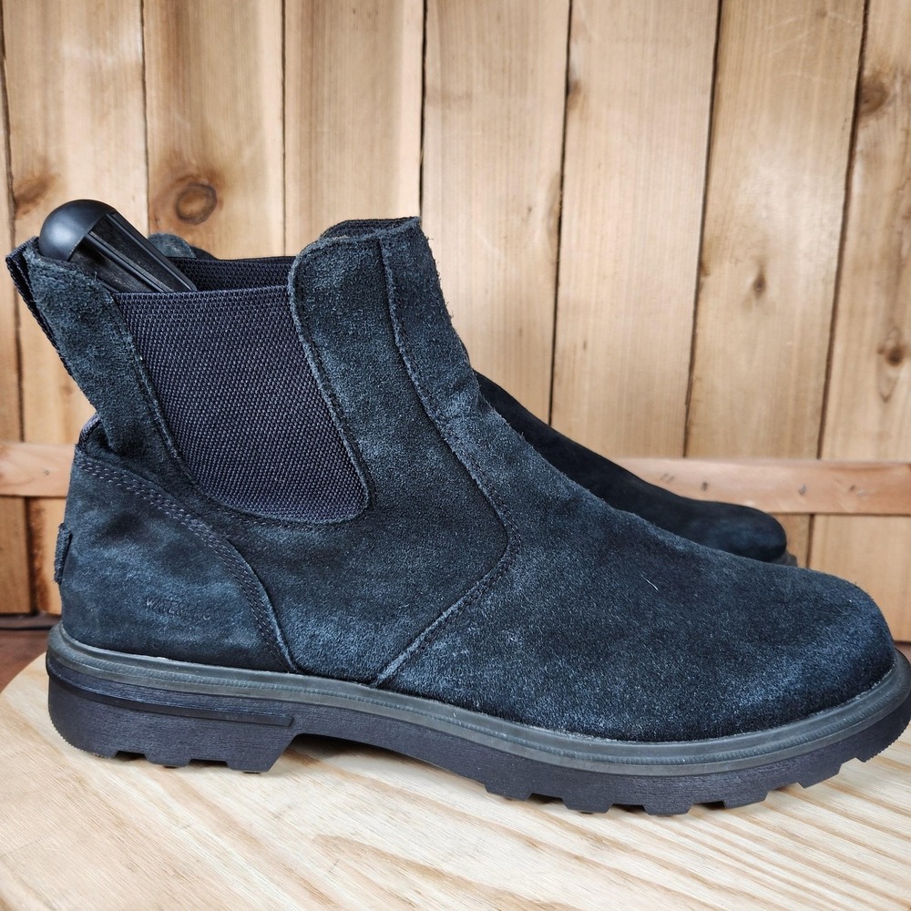 Sorel Carson Chelsea Boots Mens Size 12 Black Suede Pull On Lug Sole‎ Winter - Picture 3 of 9